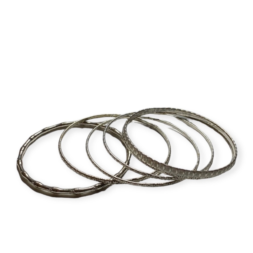 Silvertone Stack of Bangles (6)